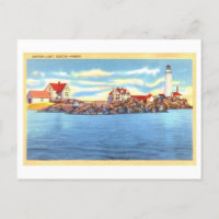 Boston Light, Boston Harbor Vintage Travel