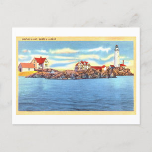 Boston Light, Boston Harbor Vintage Travel Postcard