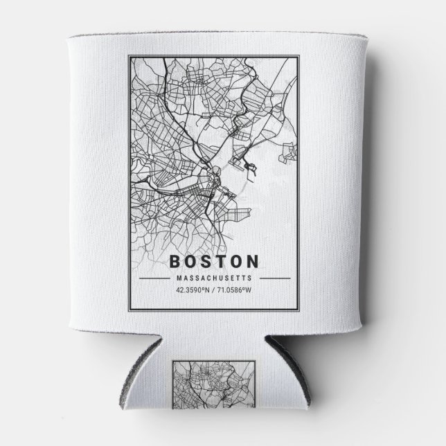 Boston Light City Map Can Cooler (Front)