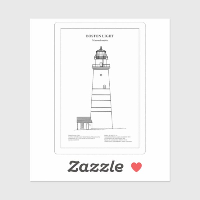 Boston Light Lighthouse - Massachusetts - BD Sticker (Sheet)