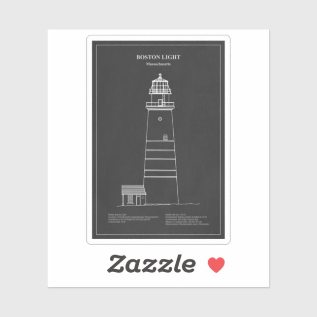 Boston Light Lighthouse - Massachusetts – PD Sticker (Sheet)
