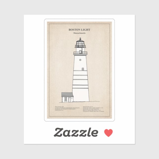 Boston Light Lighthouse - Massachusetts - SBD Sticker (Sheet)