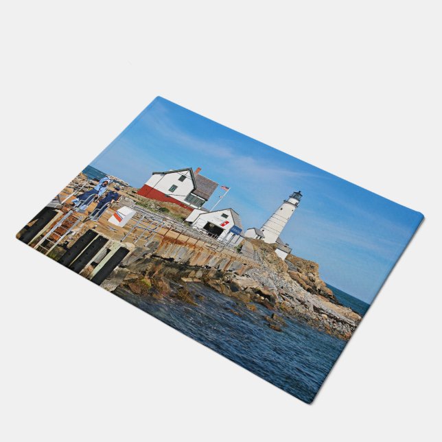 Boston Lighthouse, Massachusetts Door Mat (Angled)