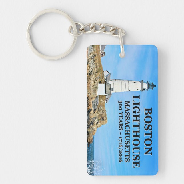 Boston Lighthouse, Massachusetts Keychain (Front)