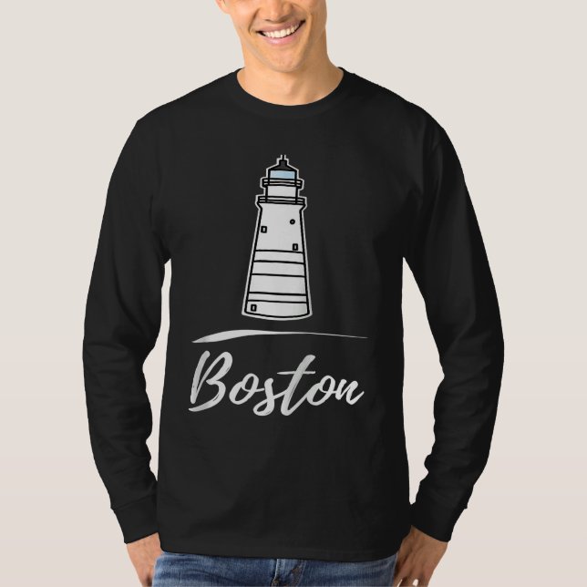 Boston lighthouse Massachusetts Raglan Baseball T-Shirt (Front)