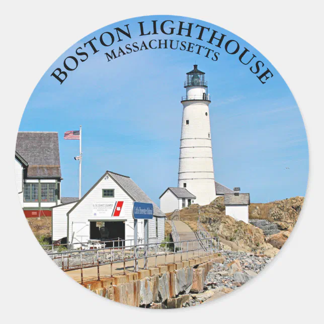 Round Lighthouse Sticker Boston Lighthouse, Massachusetts Round Sticker | Zazzle