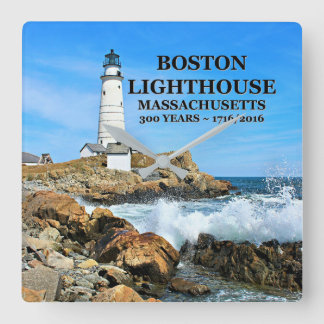 Boston Lighthouse, Massachusetts Square Wall Clock