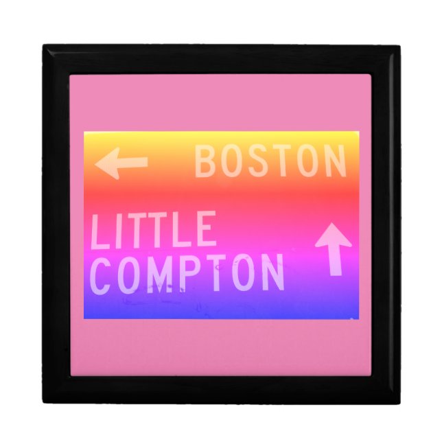 Boston, Little Compton, RI Rainbow Sign Gift Box (Front)