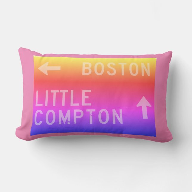 Boston, Little Compton, RI Rainbow Sign Lumbar Pillow (Front)