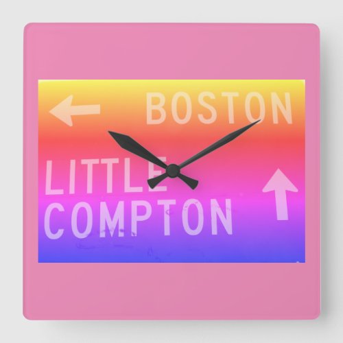 Boston Little Compton RI Rainbow Sign Square Wall Clock