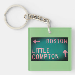 Boston, Little Compton, RI Vintage Sign Keychain