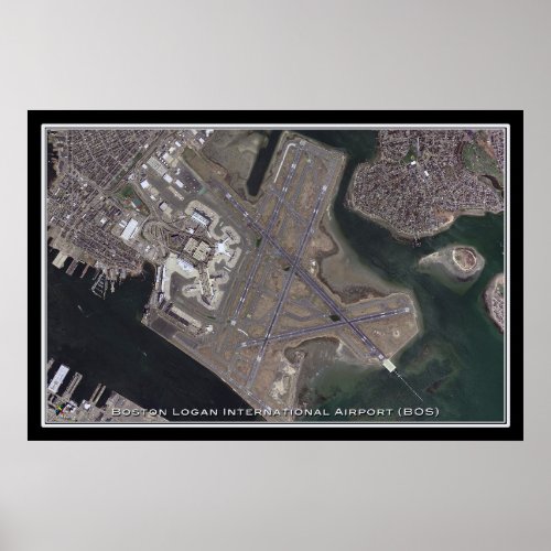 Boston Logan Intl Airport Satellite Map Poster
