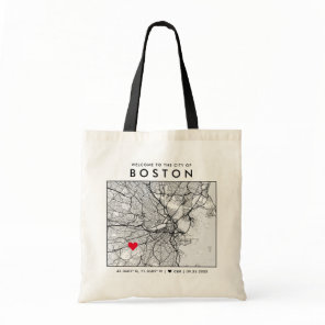 Boston Love Locator | City Map Wedding Welcome Tote Bag