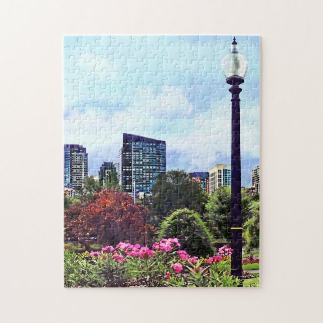 Boston MA - Boston Common and Skyline Jigsaw Puzzle (Vertical)