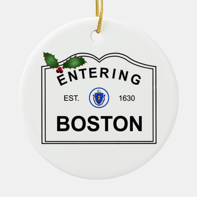Boston MA Ceramic Ornament (Front)