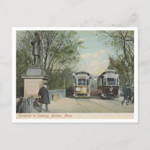 Boston MA, Entrance to Subway 1906 Postcard