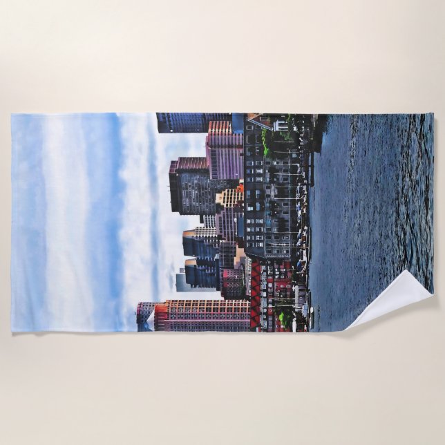 Boston MA - Inner Harbor Beach Towel (Front)