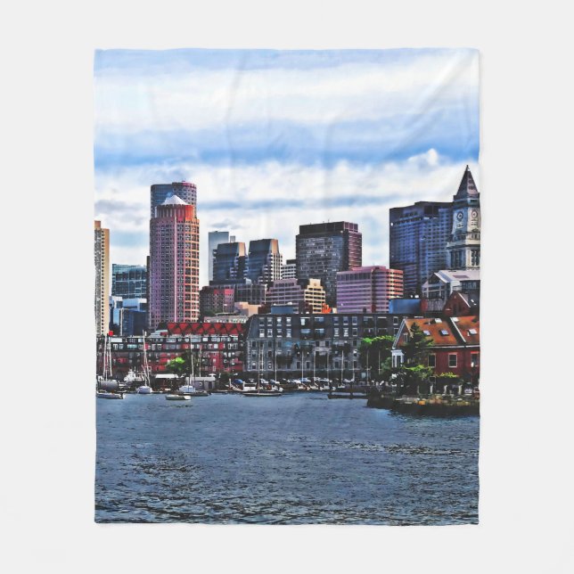 Boston MA - Inner Harbor Fleece Blanket (Front)