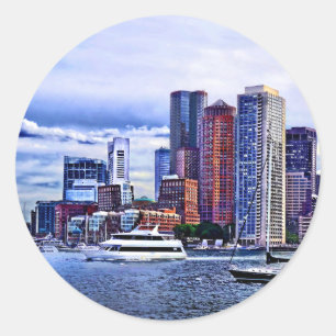 Boston MA - Inner Harbor Near New England Aquarium Classic Round Sticker