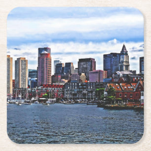 Boston MA - Inner Harbor Square Paper Coaster