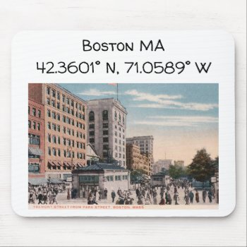 Boston Ma Map Coordinates Vintage Style Mouse Pad by markomundo at Zazzle