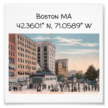 Boston Ma Map Coordinates Vintage Style Photo Print by markomundo at Zazzle