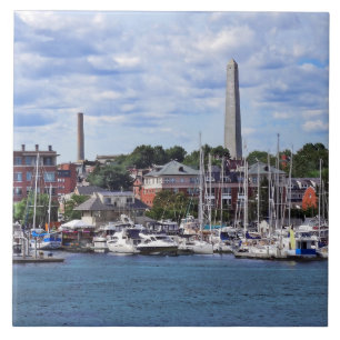 Boston MA - Marina With Bunker Hill Monument Ceramic Tile
