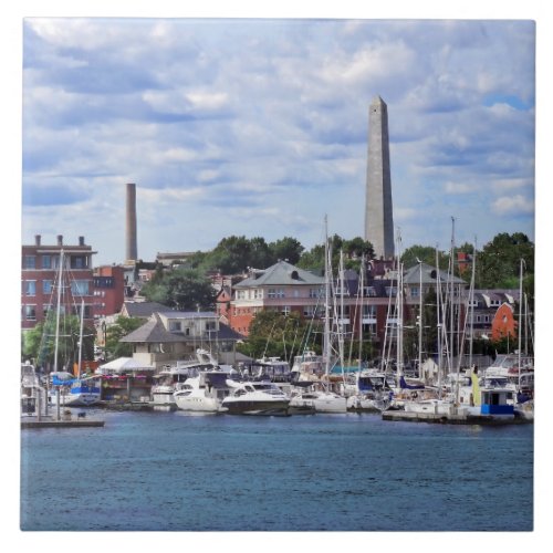 Boston MA _ Marina With Bunker Hill Monument Ceramic Tile