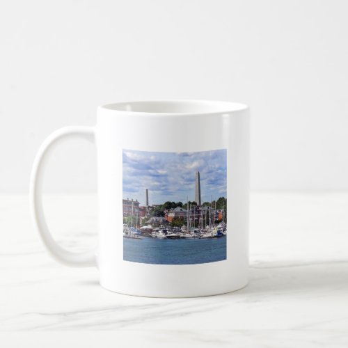Boston MA _ Marina With Bunker Hill Monument Coffee Mug