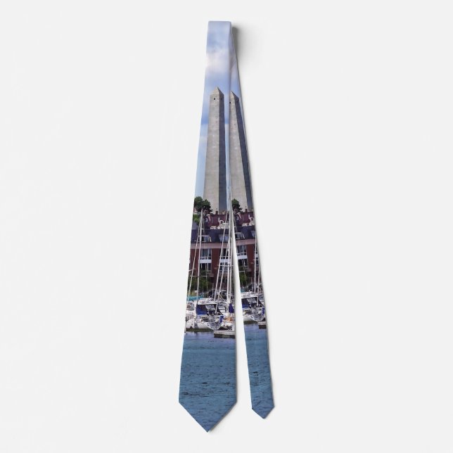 Boston MA - Marina With Bunker Hill Monument Neck Tie (Front)