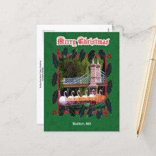 Boston, MA - Merry Christmas Holiday Postcard