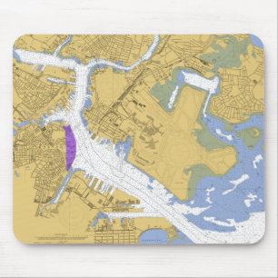 Boston MA Nautical Harbor Chart Mousepad