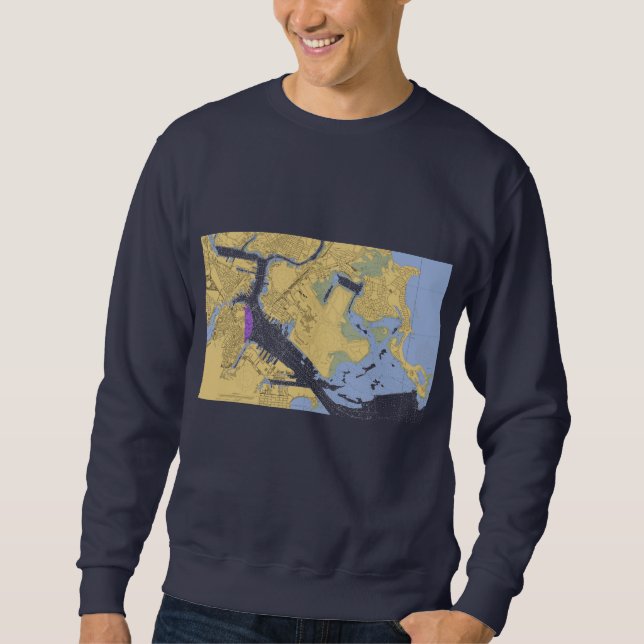 Boston MA Nautical Harbor Chart Shirt (Front)