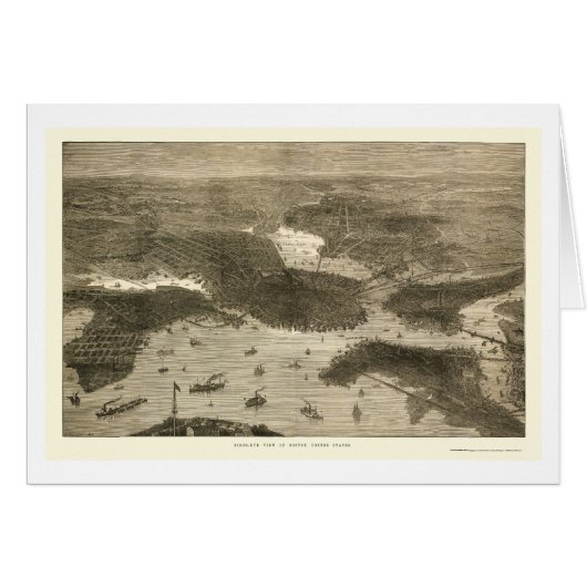 Boston, MA Panoramic Map - 1870s Cards (Front Horizontal)