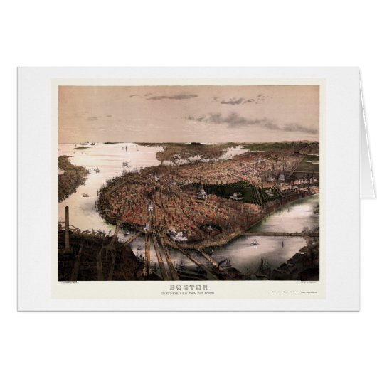 Boston, MA Panoramic Map - 1877 Cards (Front Horizontal)