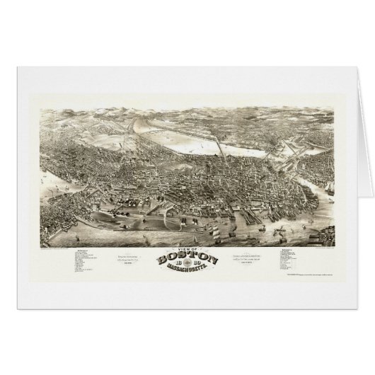 Boston, MA Panoramic Map - 1880 Cards (Front Horizontal)
