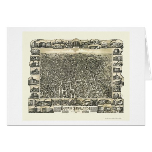 Boston, MA Panoramic Map - 1888 Cards (Front Horizontal)