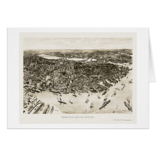 Boston, MA Panoramic Map - 1905 Cards (Front Horizontal)