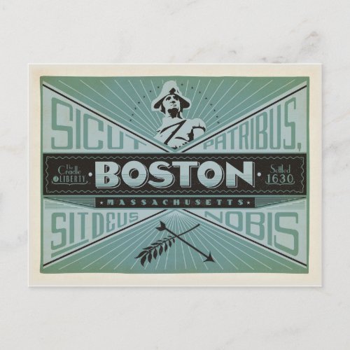 Boston MA _ Settled 1630 Postcard