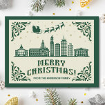 Boston, MA Skyline Christmas Holiday Postcard