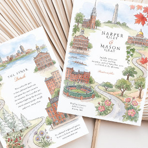Boston MA Skyline Fenway Park Faneuil Hall Wedding Invitation
