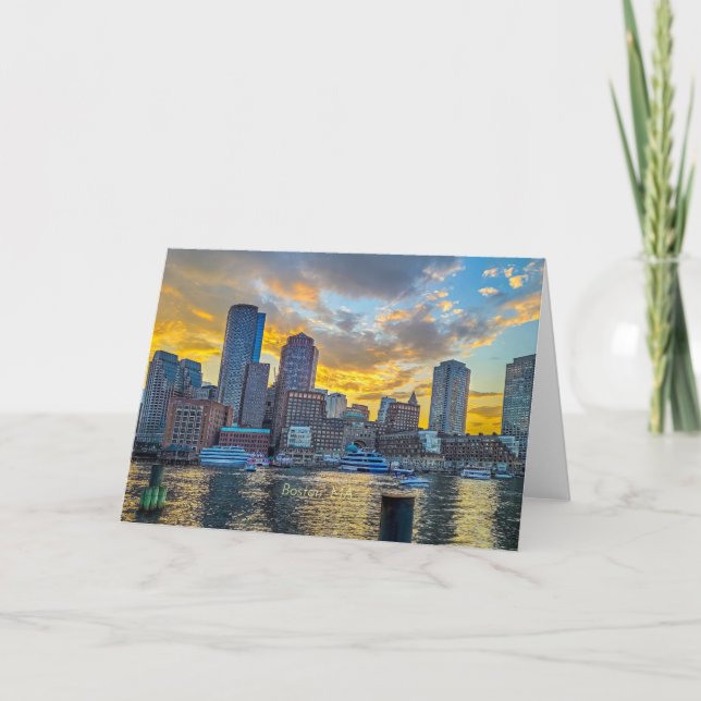 Boston, MA skyline, Letterpress Thank You Card (Front)