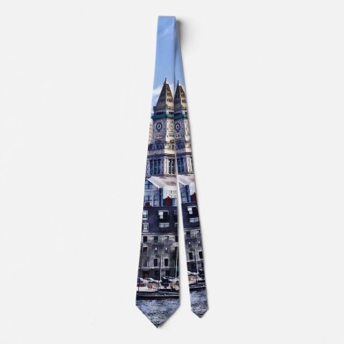 Boston MA _ Skyline With Custom House Tower Tie