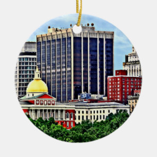Boston MA - Skyline with Massachusetts State House Ceramic Ornament