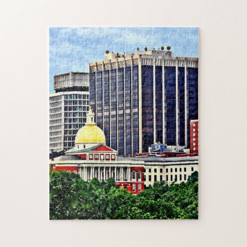 Boston MA _ Skyline with Massachusetts State House Jigsaw Puzzle