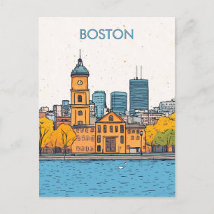 Boston MA USA Travel Postcard