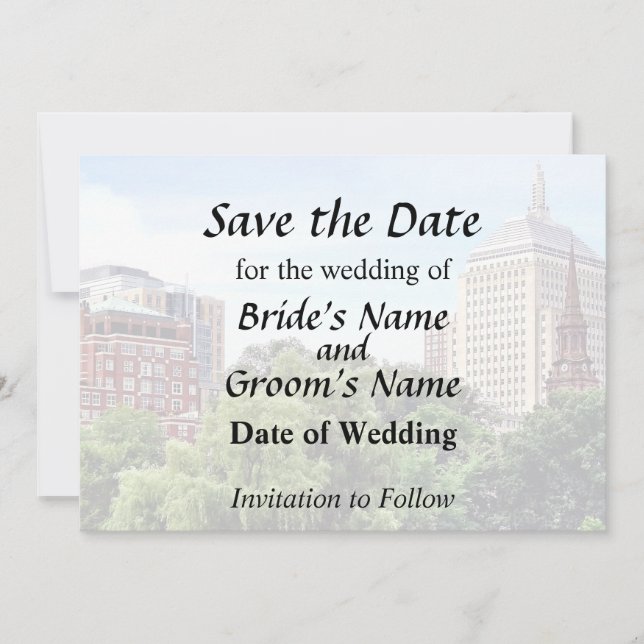 Boston MA - View From Boston Public Garden Save The Date (Front)