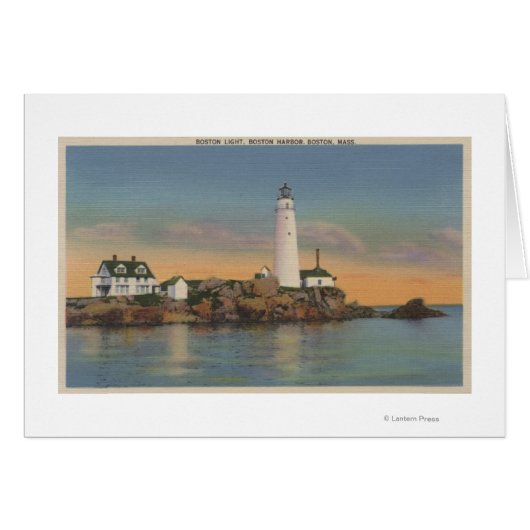 Boston, MABoston Lighthouse at Boston Harbor 2 Cards (Front Horizontal)