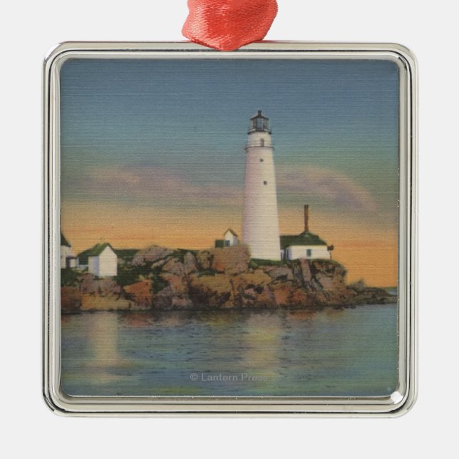 Boston, MABoston Lighthouse at Boston Harbor 2 Metal Ornament (Front)