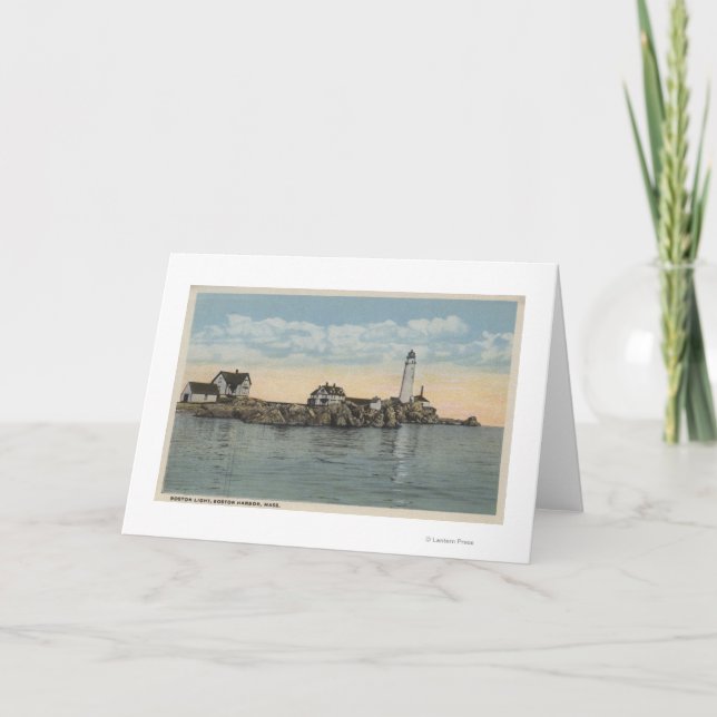 Boston, MABoston Lighthouse at Boston Harbor Card (Front)